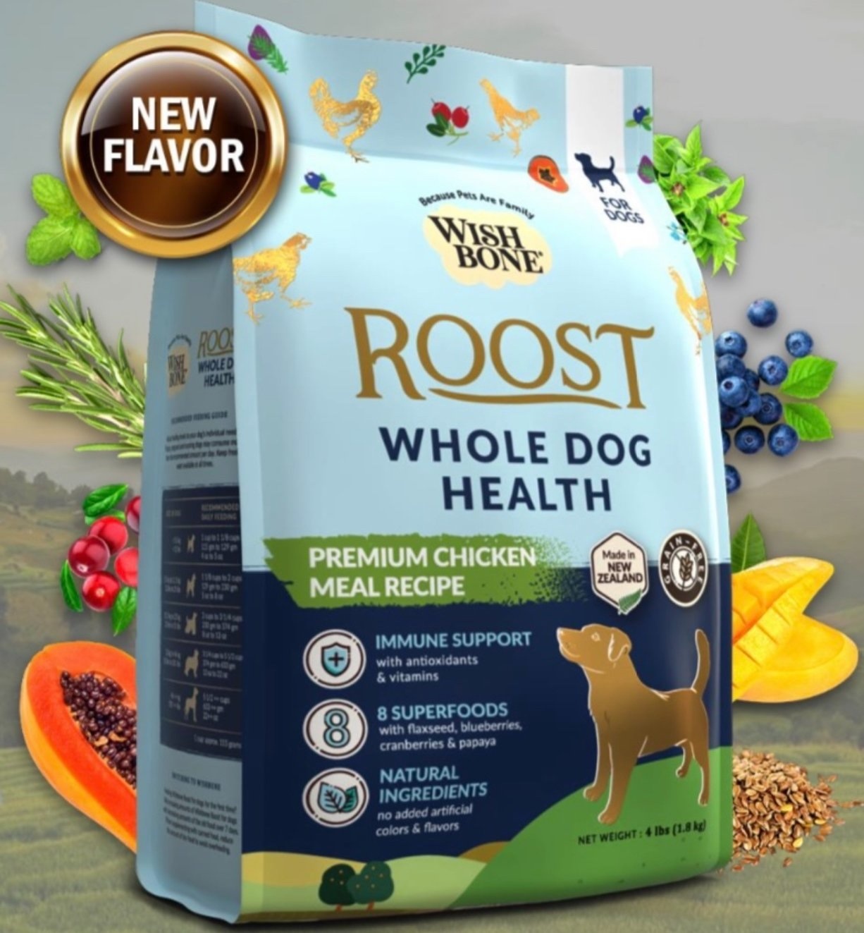 紐西蘭純天然Wishbone ROOST 走地雞成犬配方 (4lb/20lbs)