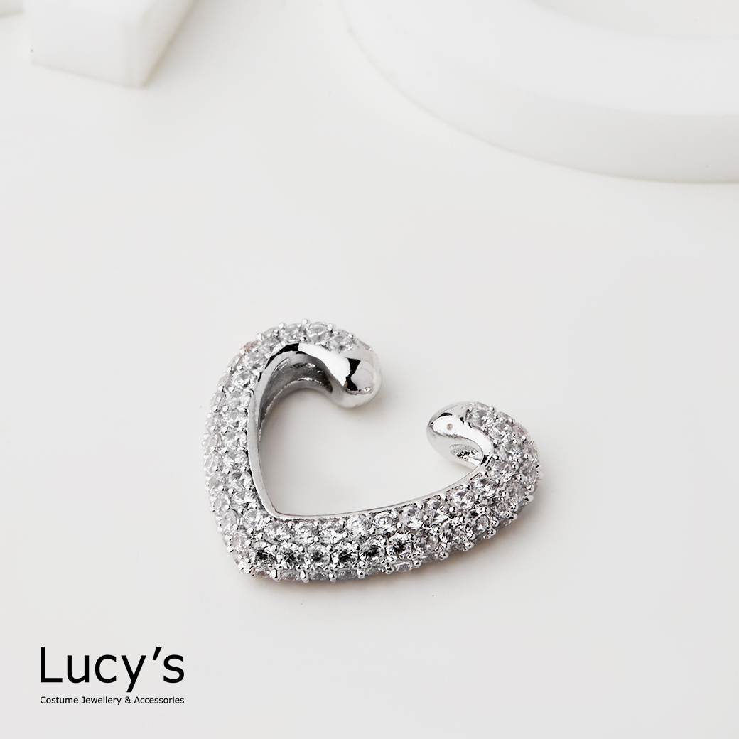 水鑽心型圈 耳骨夾 (二色) (115948/115949)