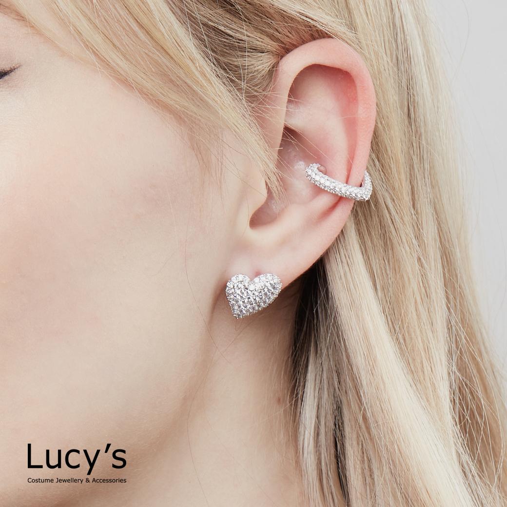 水鑽心型圈 耳骨夾 (二色) (115948/115949)