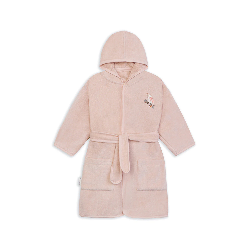 Avery Row 有機棉幼兒連帽浴袍-森林小鳥