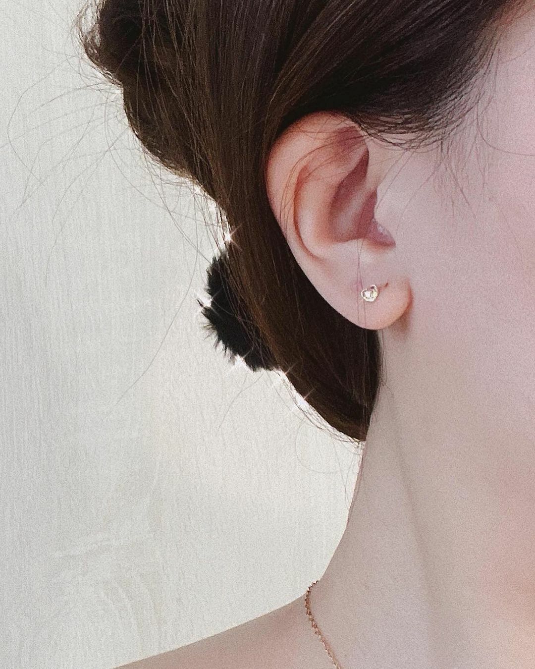 蓬蓬立體愛心小點點邊框純銀耳環