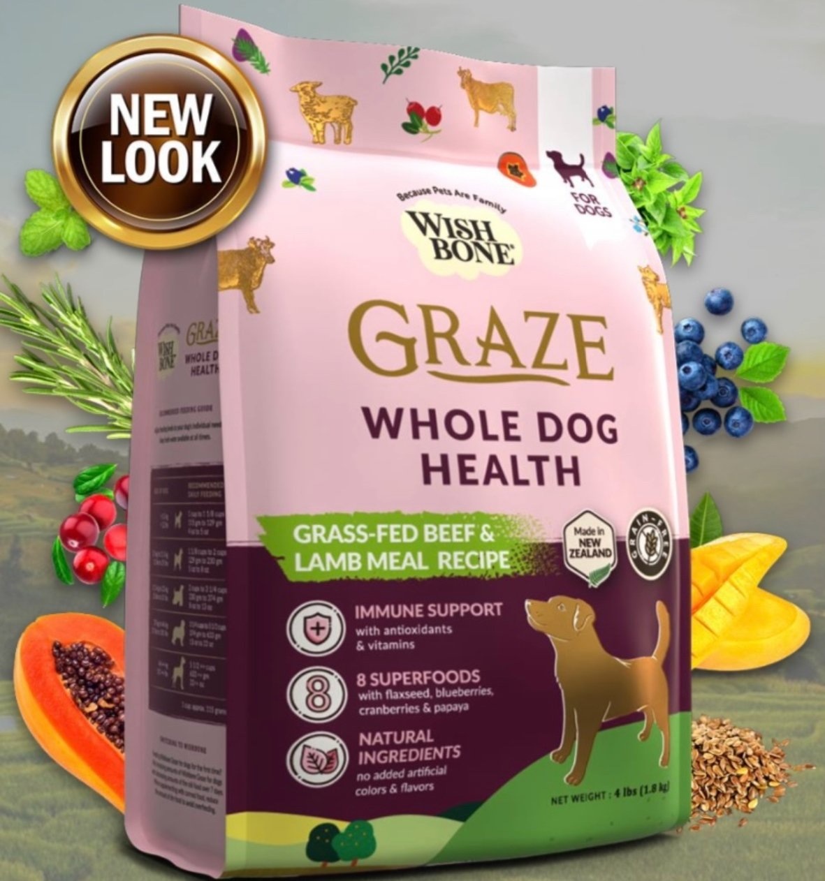 紐西蘭Wishbone GRAZE 草飼牛肉成犬配方（4lbs/20lbs)