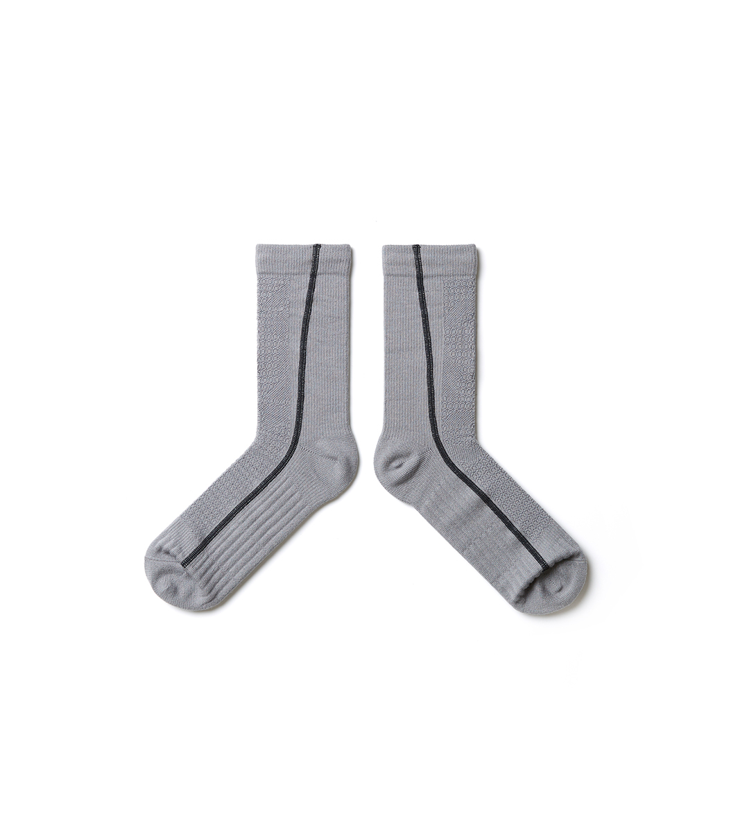 Nozzle Quiz -線灰 - Flat-sew 中高筒休閒襪