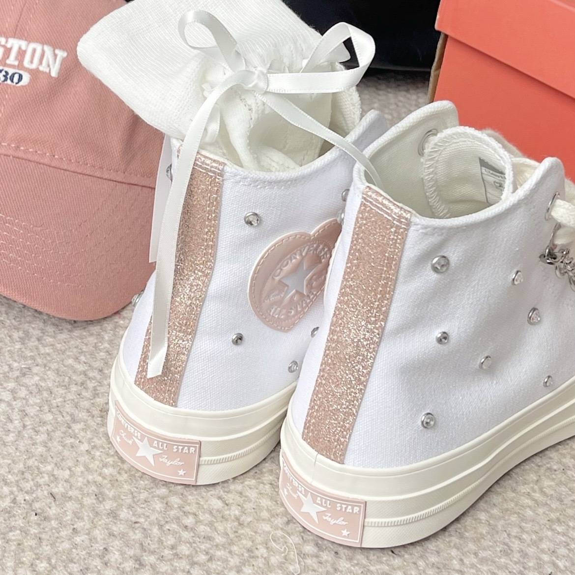 Converse 1970s 粉白 高筒 鎖鏈 滿天星 A10304C