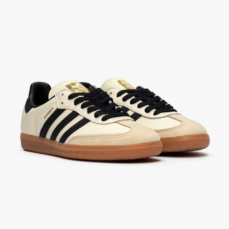 <連線代購商品>ADIDAS SAMBA OG 奶油黑金 焦糖底 德訓鞋 T頭鞋 低筒休閒鞋【ID0478】