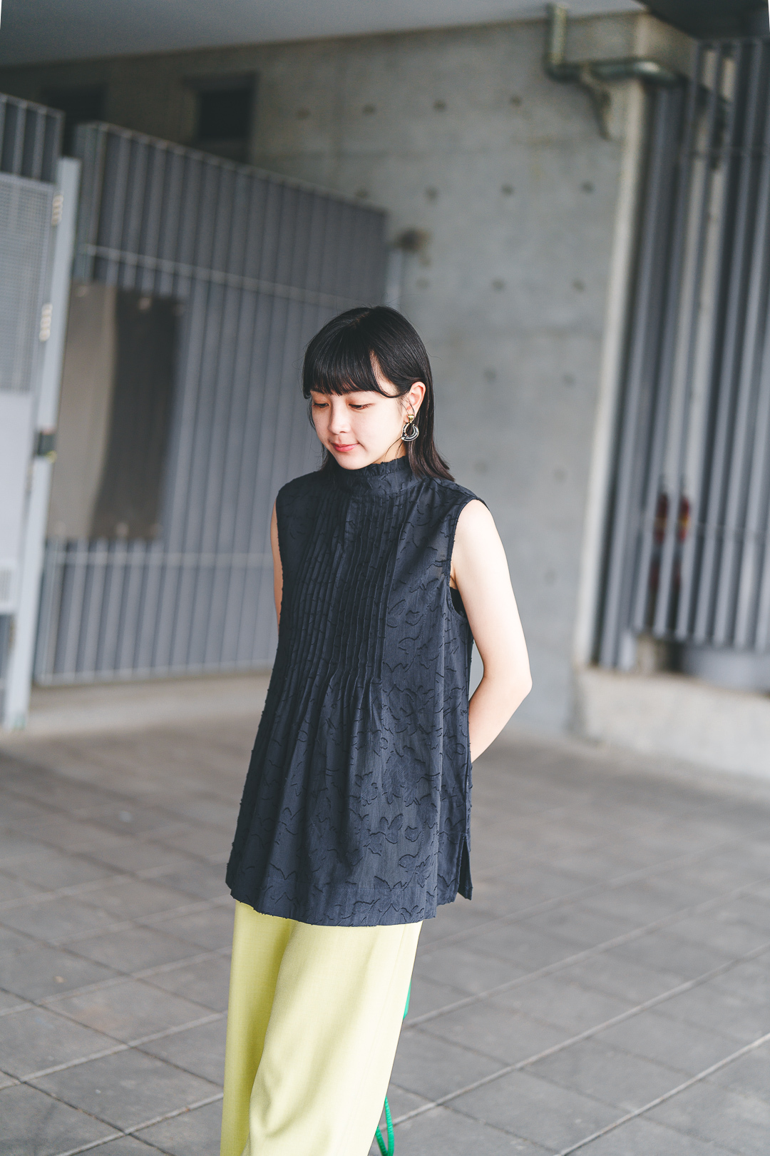 (限量)2way提花綁帶襯衫(兩色-灰黑)