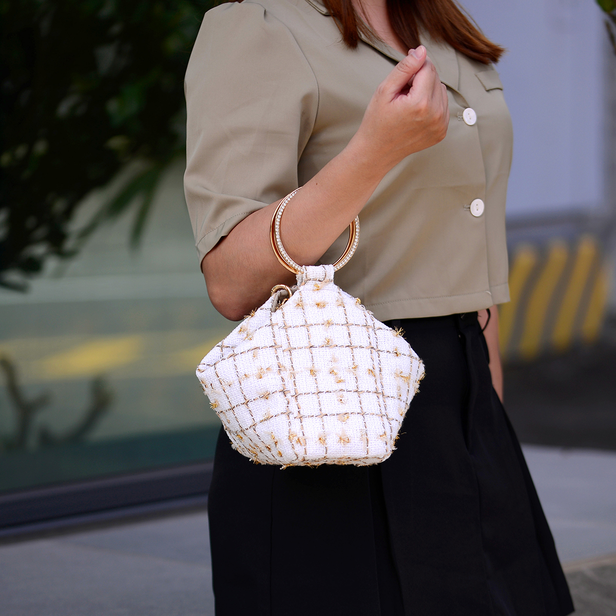 小香風毛尼布料/個【贈圓形提把手提包紙型】