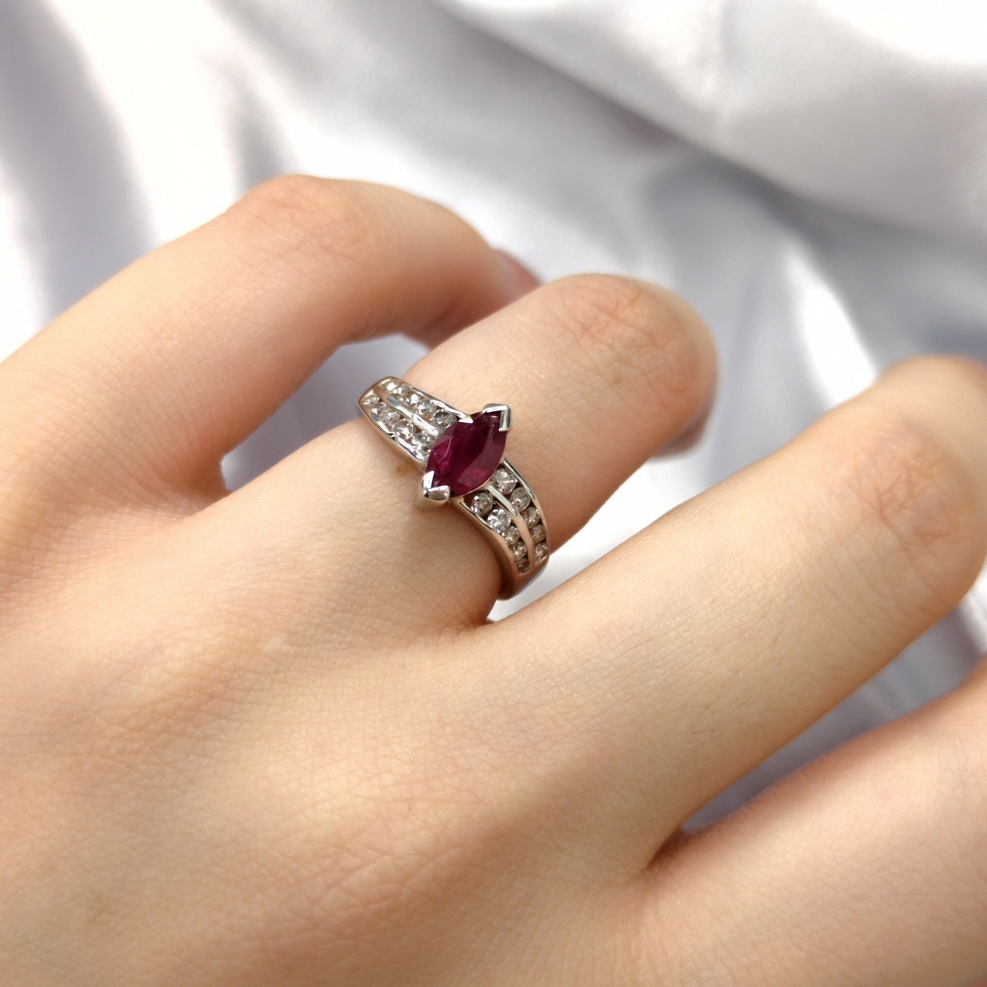 18K White Gold 0.43ct Ruby and Diamond Ring