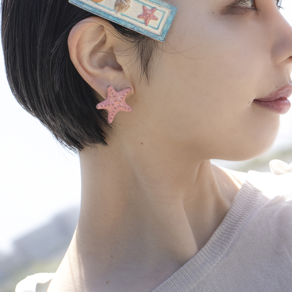 貝殼海星耳環/髮圈