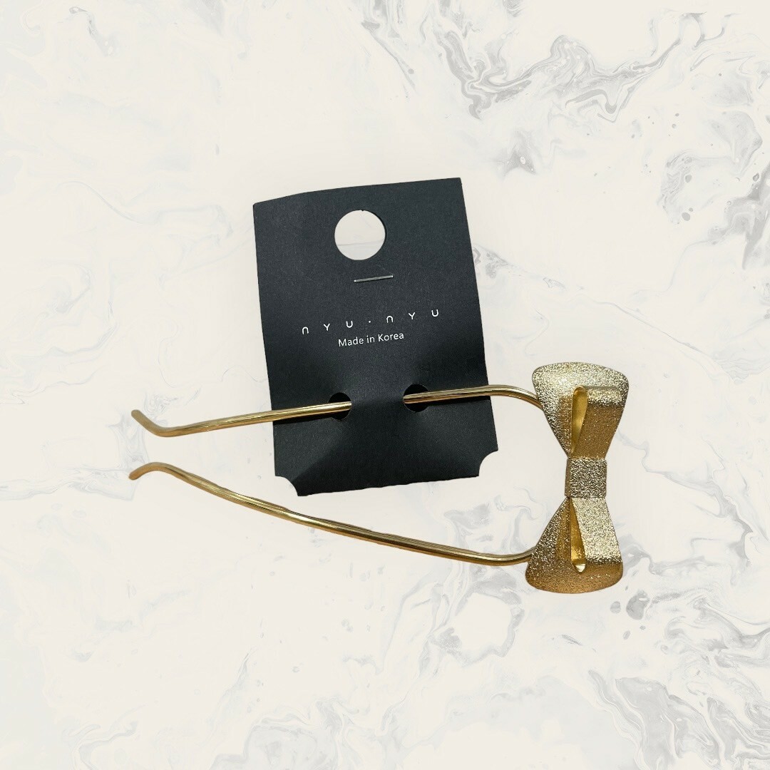 韓國直送髮飾 磨砂金蔥雙層蝴蝶結手工長髮簪