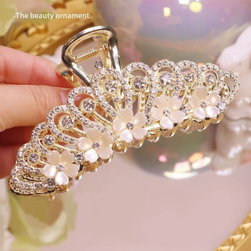 Crown Velvet Rose Tassel Hair Claw