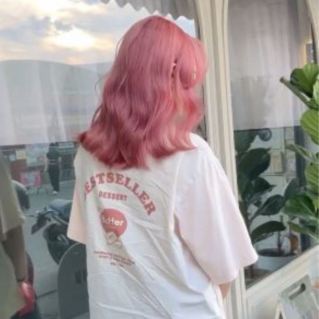 髮廊推薦雲林斗六美髮設計師Rebecca粉色染髮作品