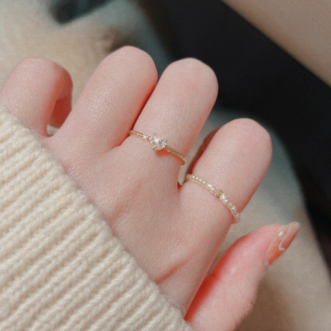 R01 Enchanting heart ring 愛心鑽金色開口戒