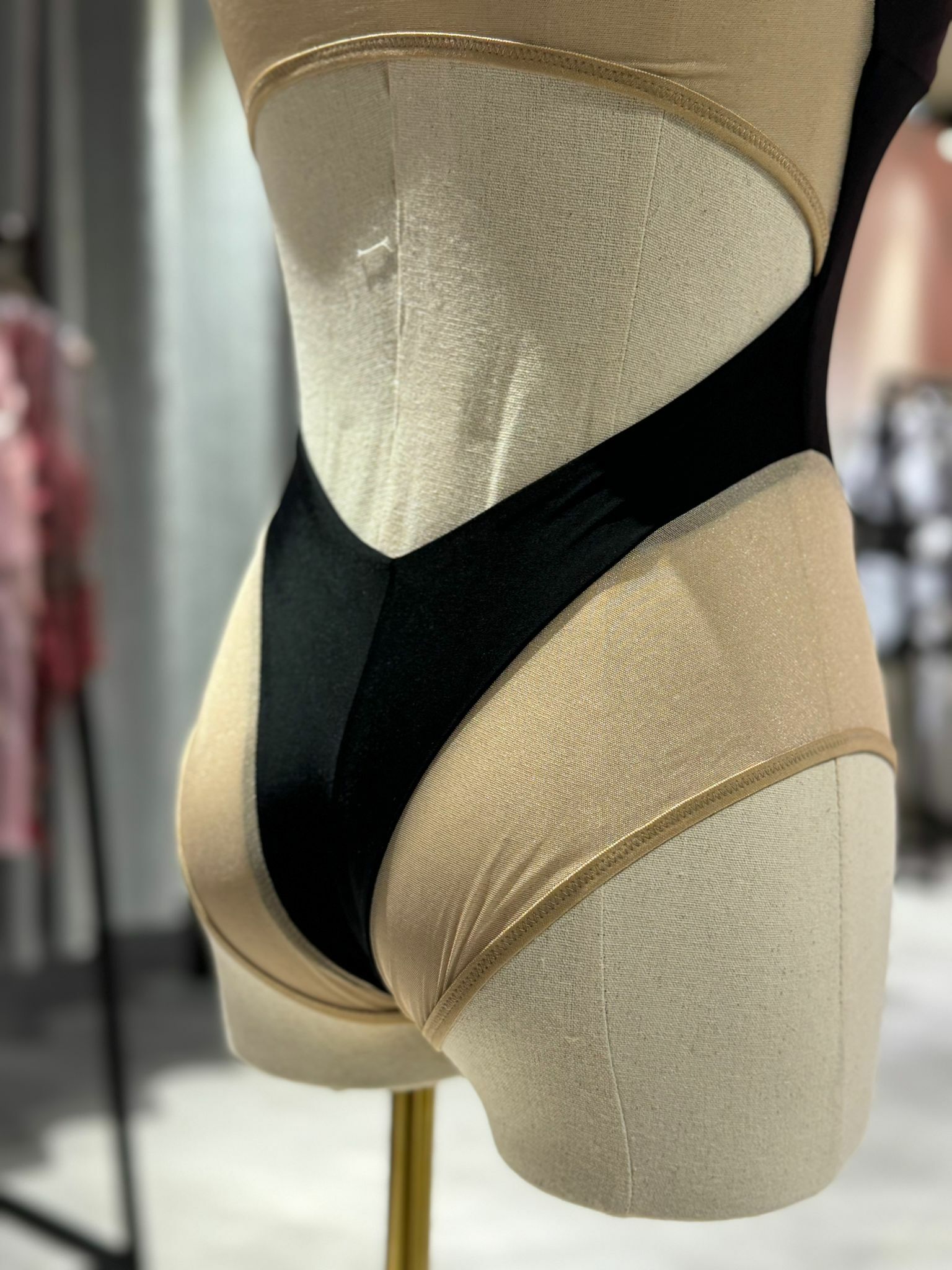 LACE-UP SWIMSUIT WITH THONG-BLACK