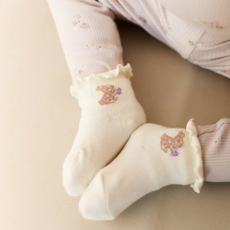 JAMIE KAY│Alison Sock-白兔短襪．Bunny Parchment