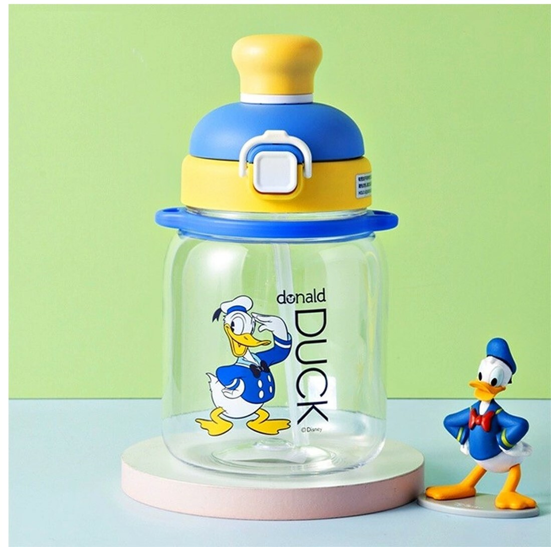 迪士尼唐老鴨 - 便攜式背帶兒童吸管水樽| 兩段開合式(大容量)