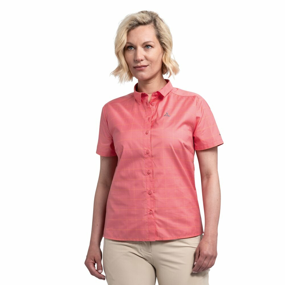 【Schoffel】女排汗短袖格紋襯衫 / 24SL20-13526-[格紋粉、格紋藍綠]