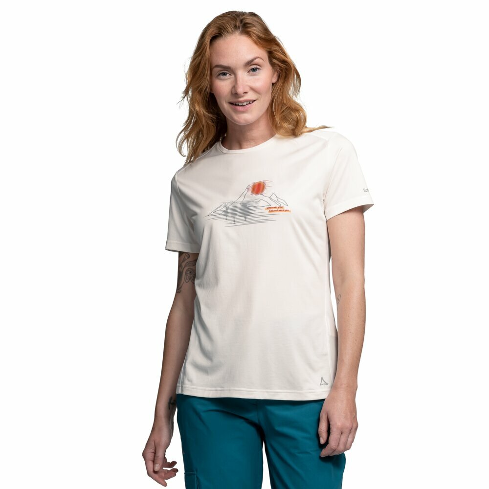 【Schoffel】女快乾排汗短袖印花上衣 / 24SL20-13530-[米白、海軍藍]