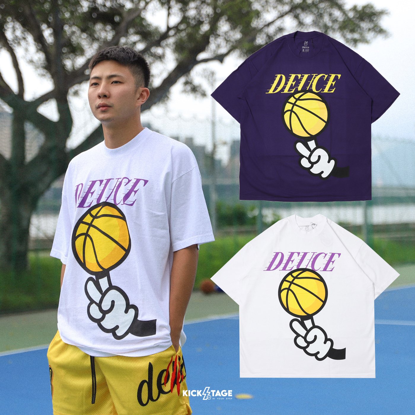 [售出無退換] 男女款 DEUCE BRAND LAKE SHOW TEE 藍紫 白 卡通 休閒 短袖 短T【DE029】