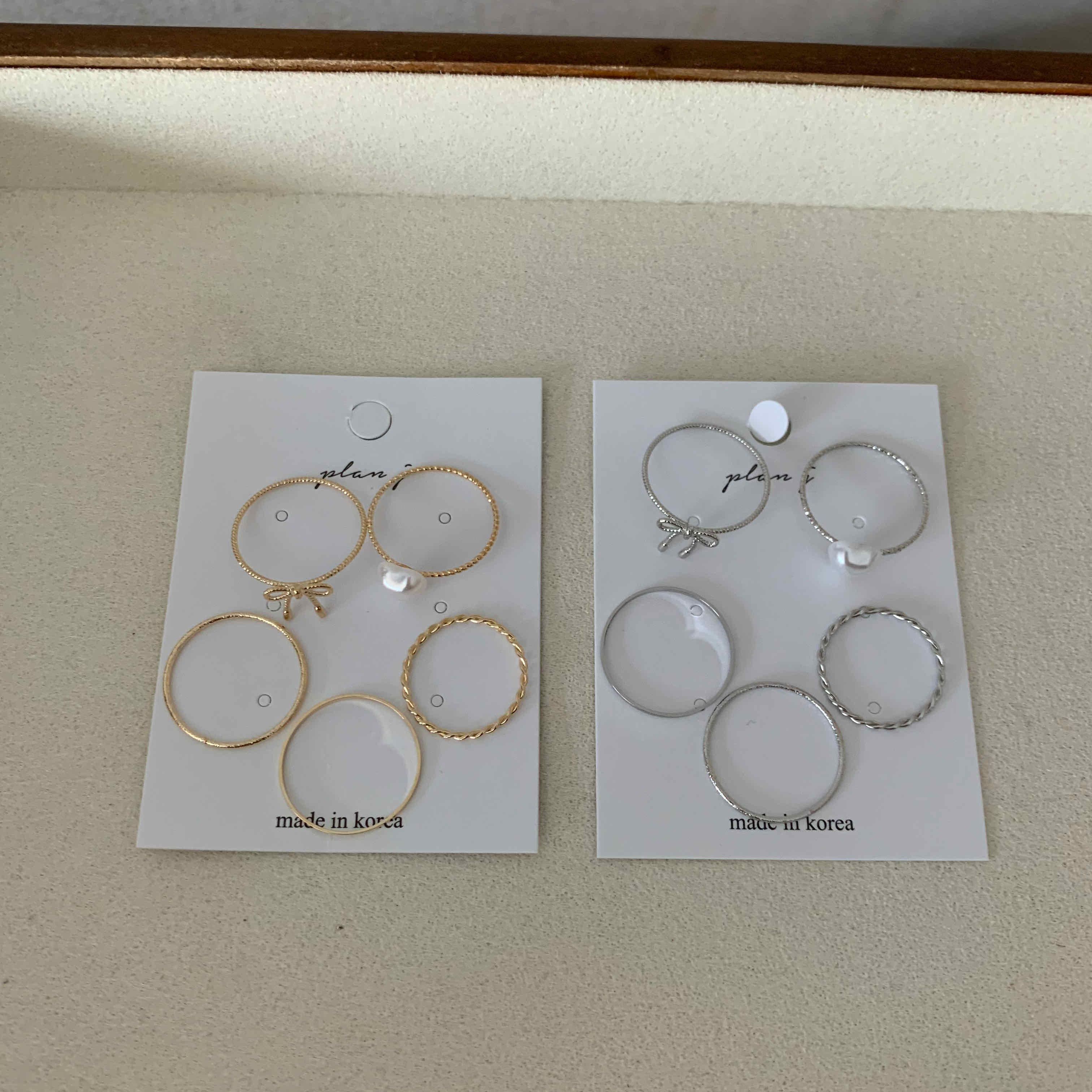 🇰🇷cp值推薦！蝴蝶結愛心戒指五件組｜2 color