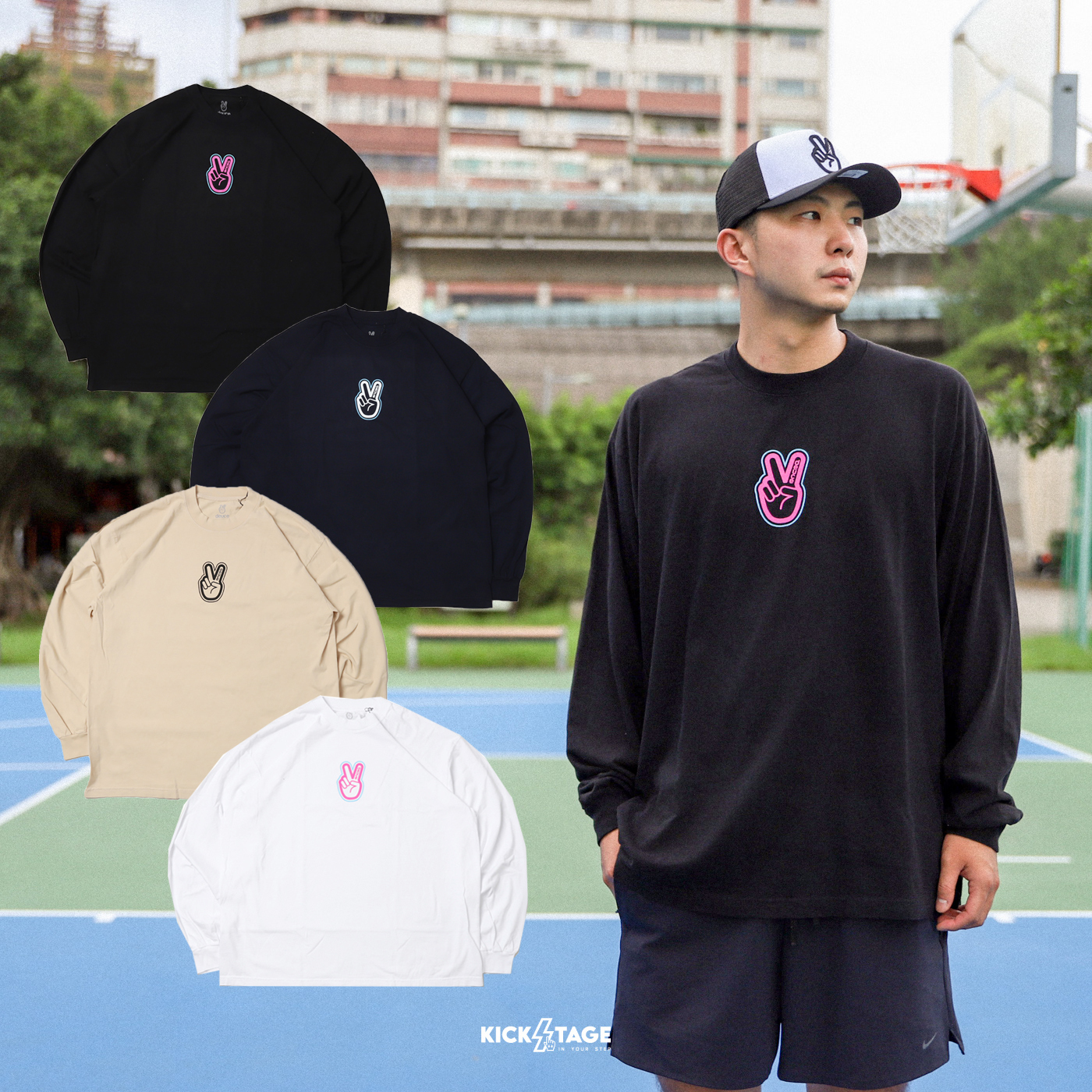 **售出無退換**男女款 DEUCE BRAND LONG SLEEVE SHIRT 黑 白 卡其 休閒 長袖 長T【DE035】