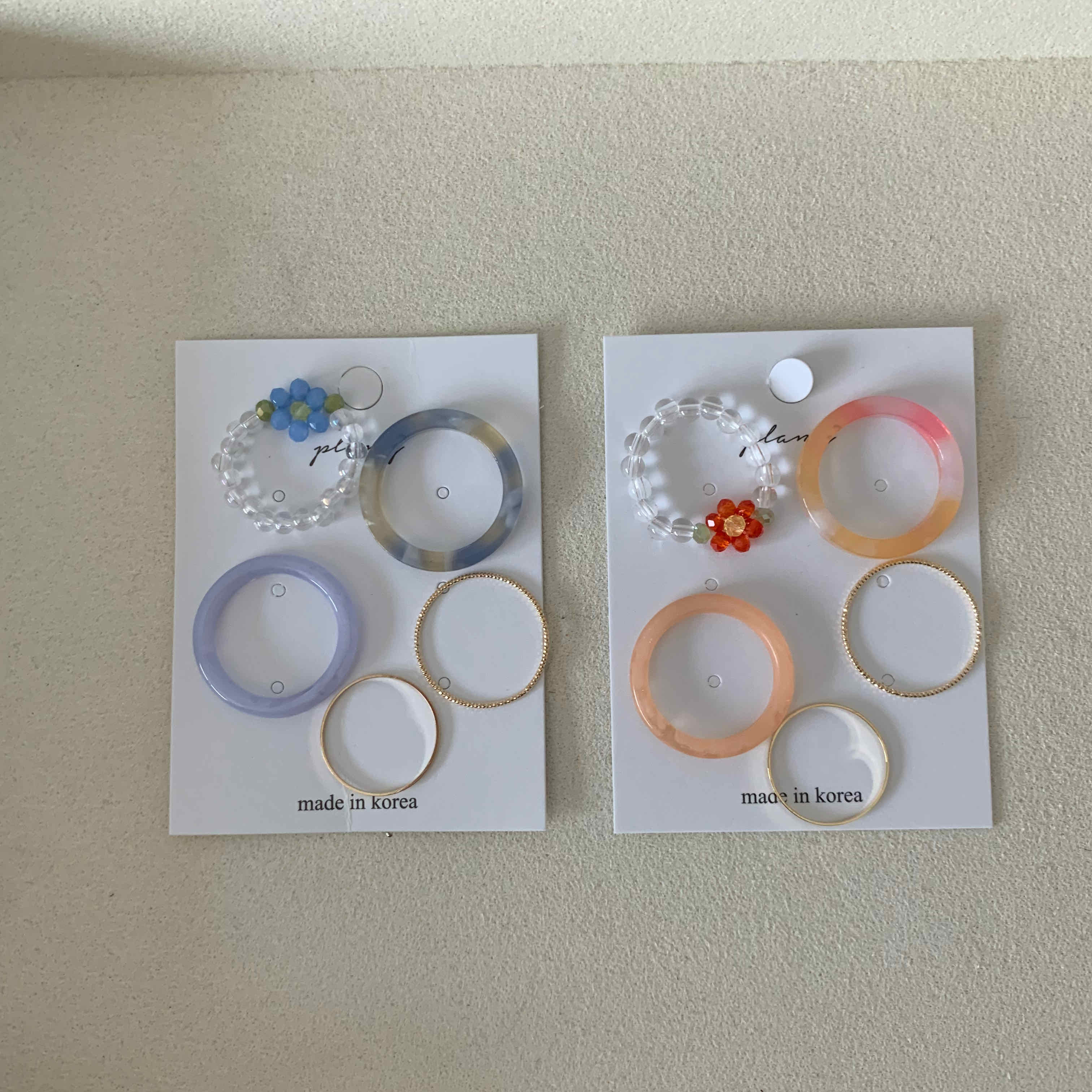 🇰🇷小雛菊串珠戒指五件組｜2 color