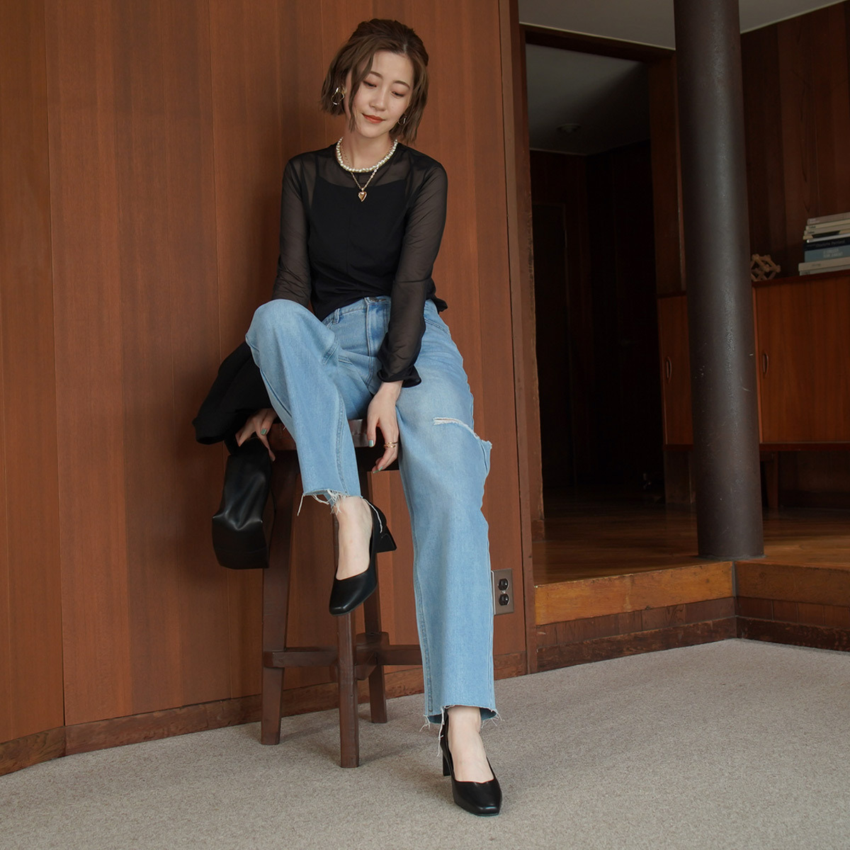 板跟辦公休閒高跟鞋 超好走女鞋 超好走