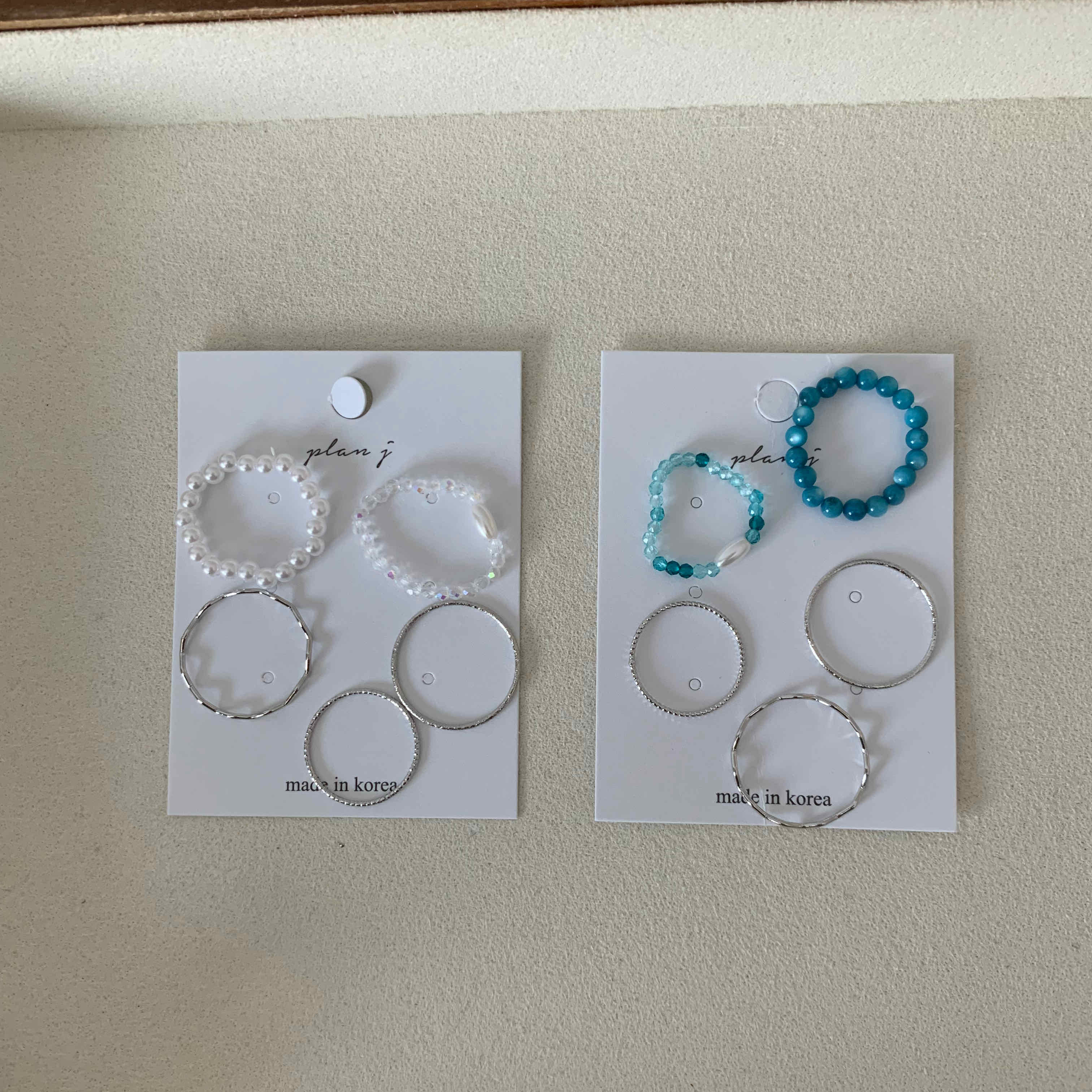 🇰🇷海洋配色串珠戒指五件組｜2 color
