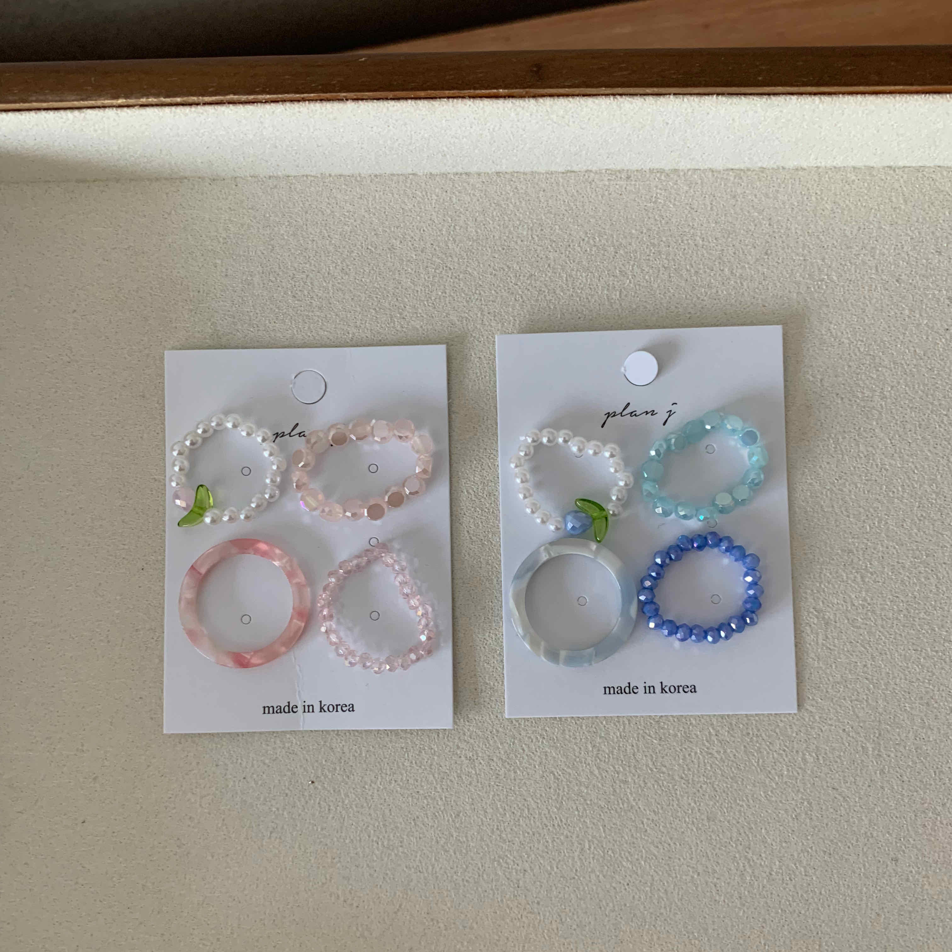 🇰🇷鬱金香串珠戒指四件組｜2 color