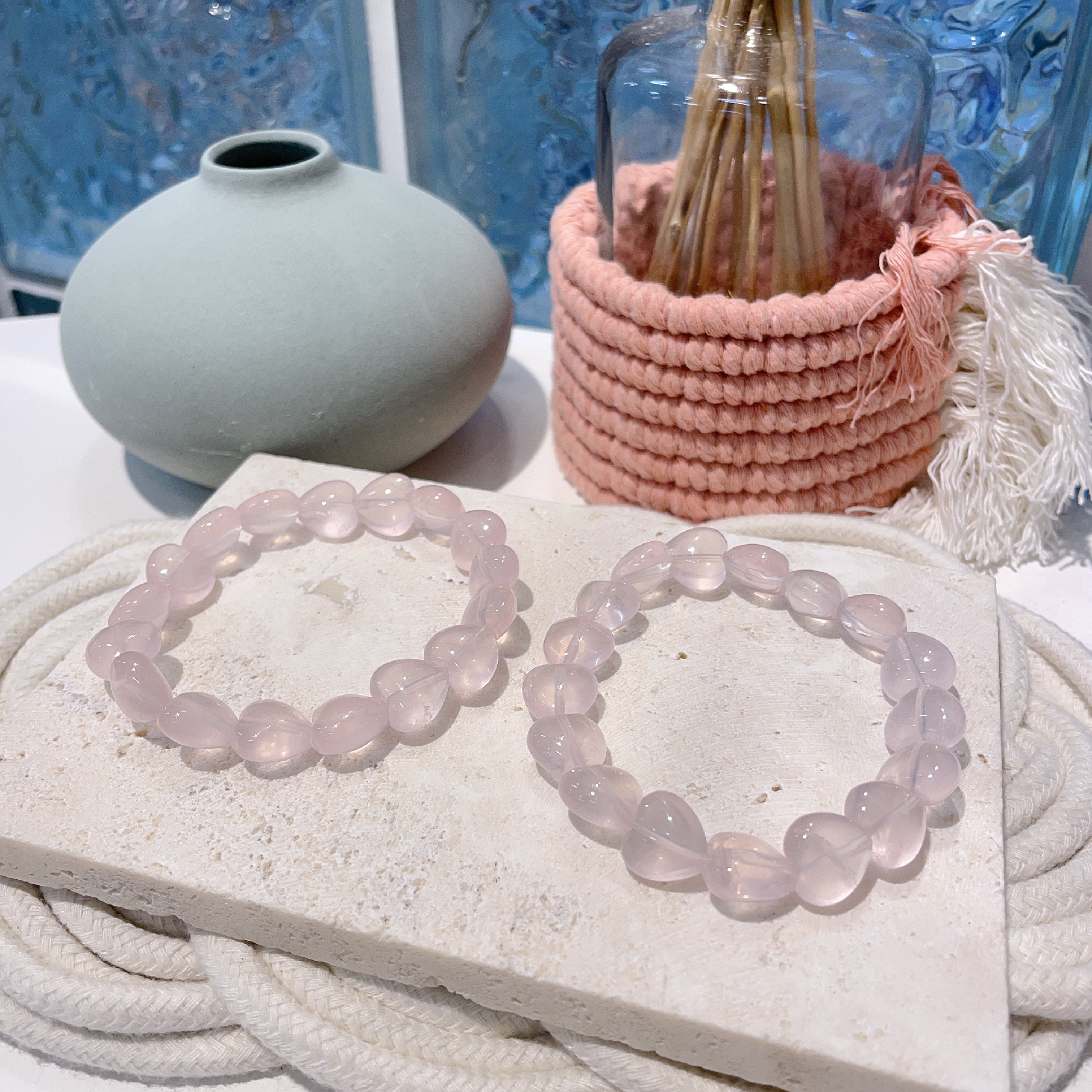 粉晶心心手串 11mm