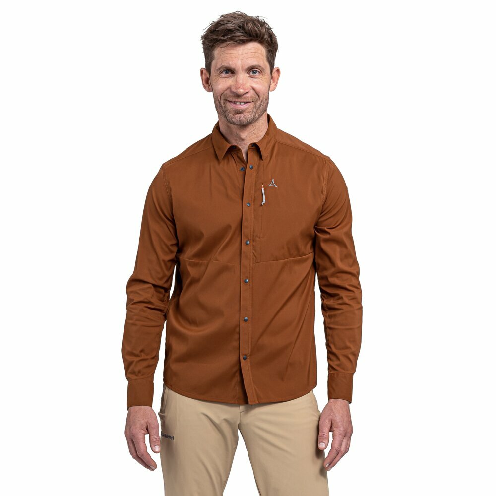 【Schoffel】男排汗快乾彈力長袖襯衫 / 24SL20-23828-[咖啡、綠]