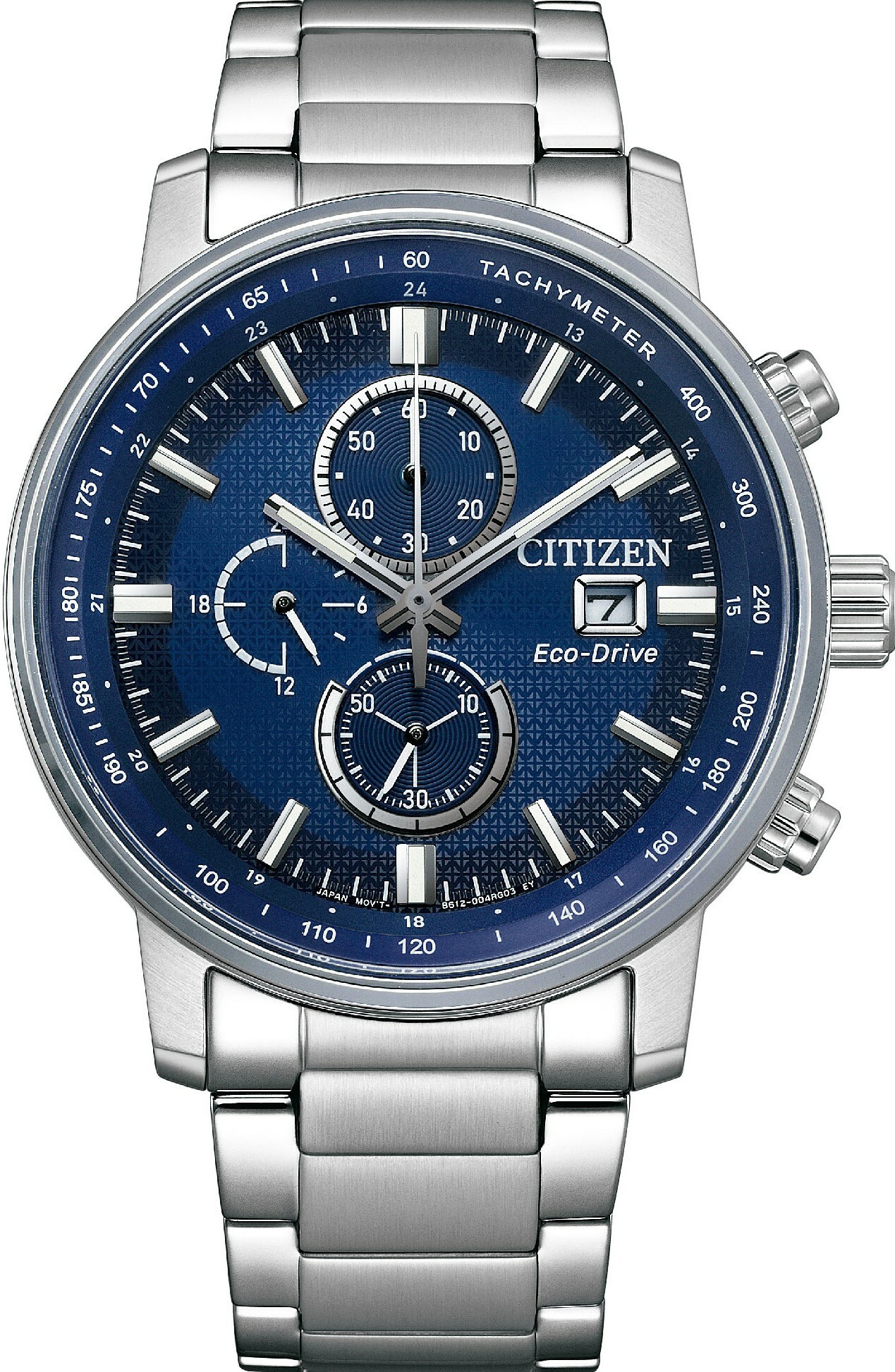 萬年鐘錶 - Citizen 星辰錶 光動能藍面三眼計時碼表款男錶 CA0840-87L  錶徑43MM