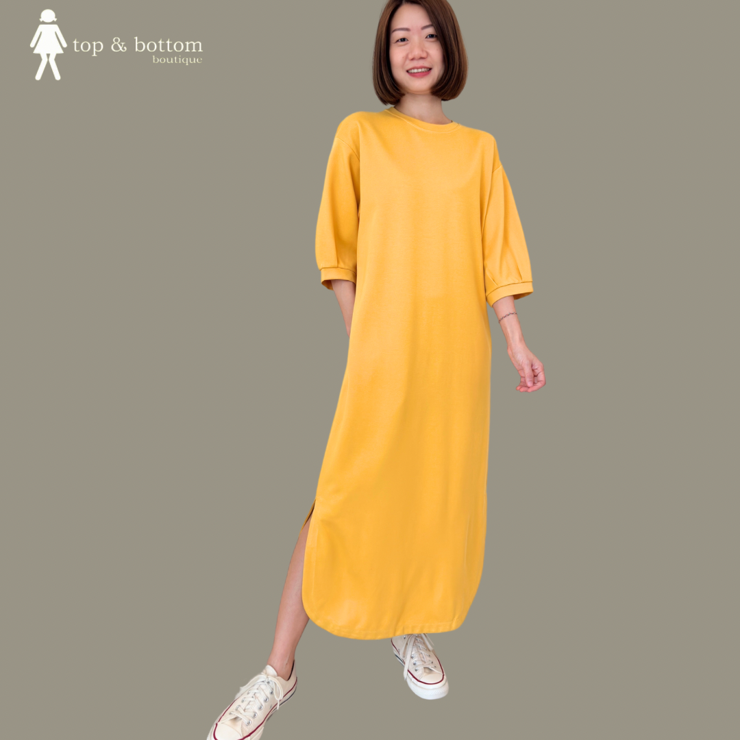 M/SLEEVE CASUAL LONG TEE DRESS