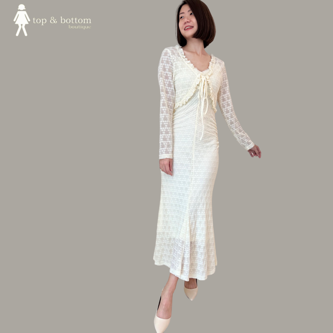 LACE STRAP DRESS WITH CARDIGAN (2PCS)