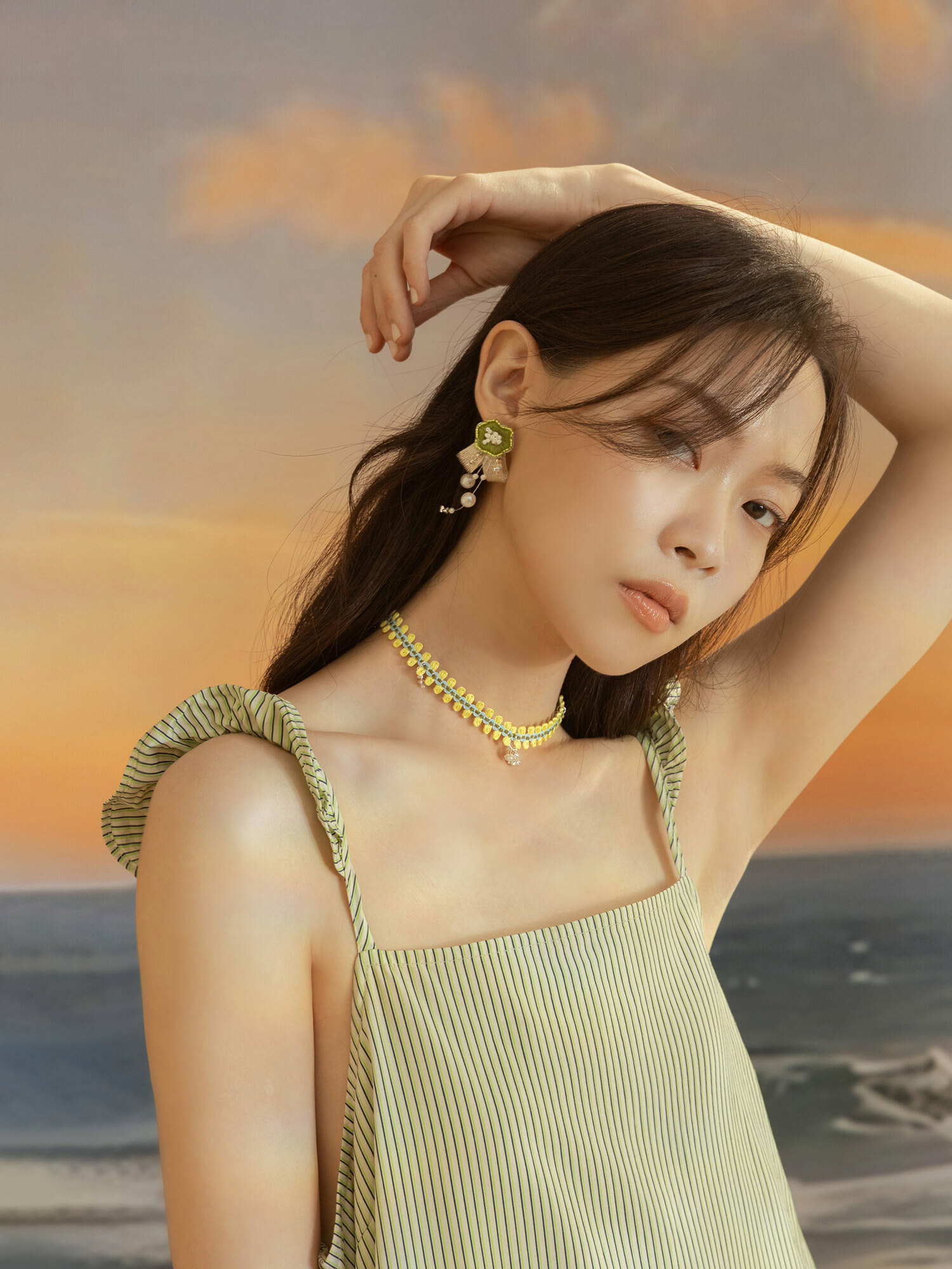 噗通噗通跳水聲。MUCHAT手作鈴蘭花水晶緞帶項鍊