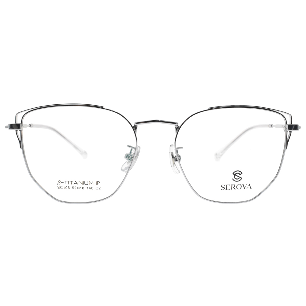 【SEROVA】SC106 C2 簍空線條小貓眼多邊框光學眼鏡