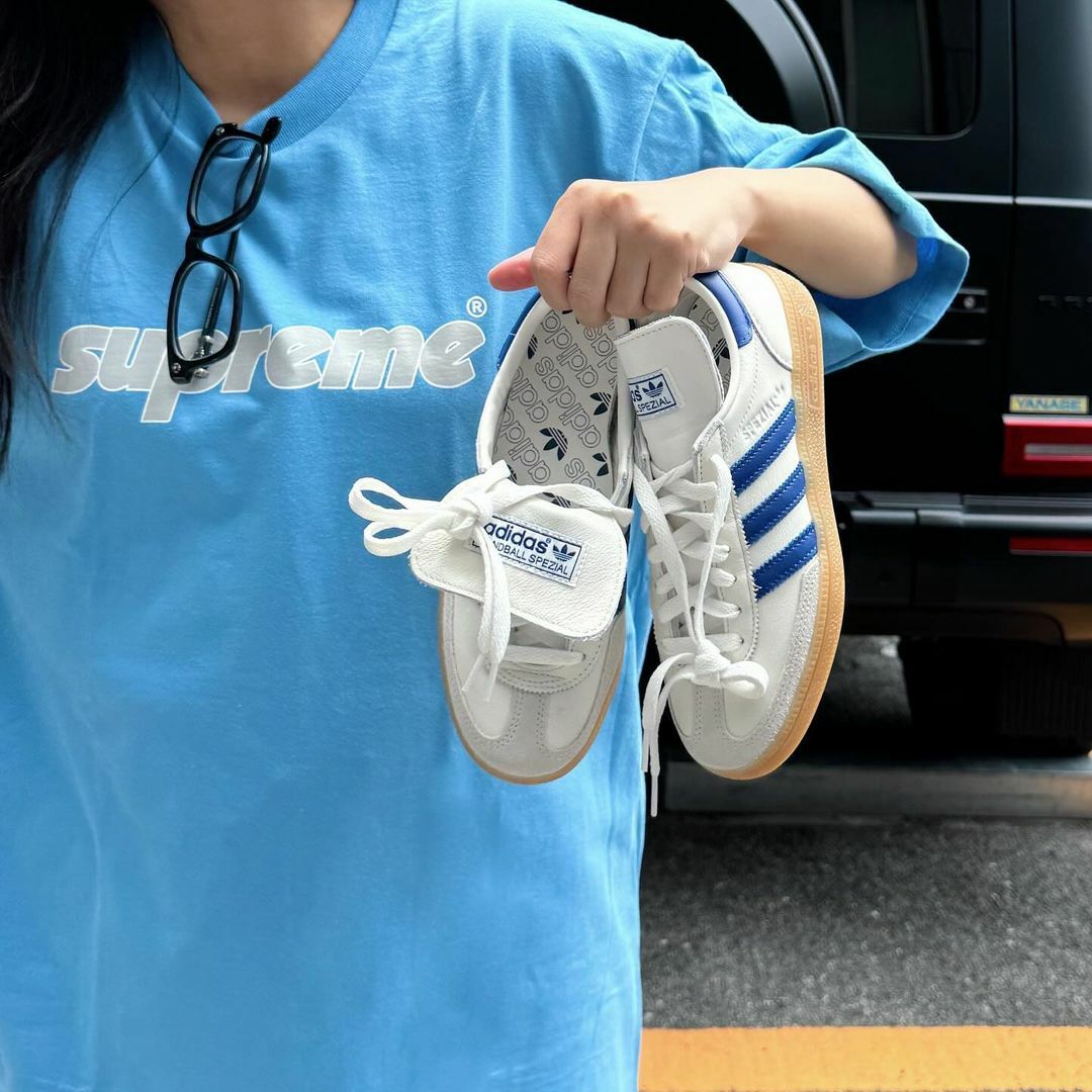 ADIDAS HANDBALL SPEZIAL 大鞋舌 麂皮 海鹽藍 白藍 仿皮革 男女鞋 JH5657 / 預購