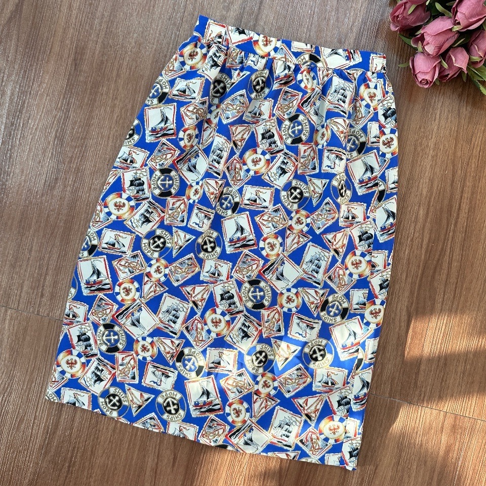 藍色航海圖案直身短裙