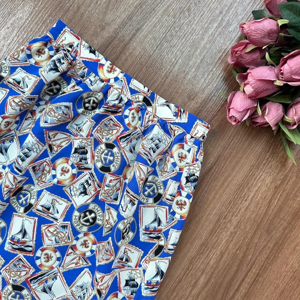 藍色航海圖案直身短裙