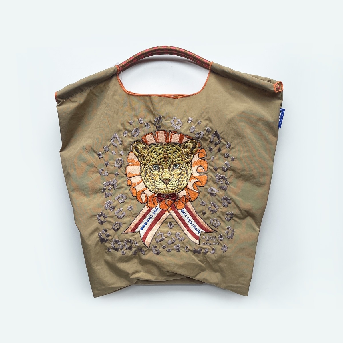 Ball＆Chain 刺繡環保購物袋 M號 - 卡其 (31301203)