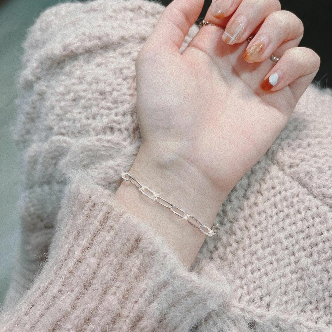 波光粼粼鍊條純銀手鍊