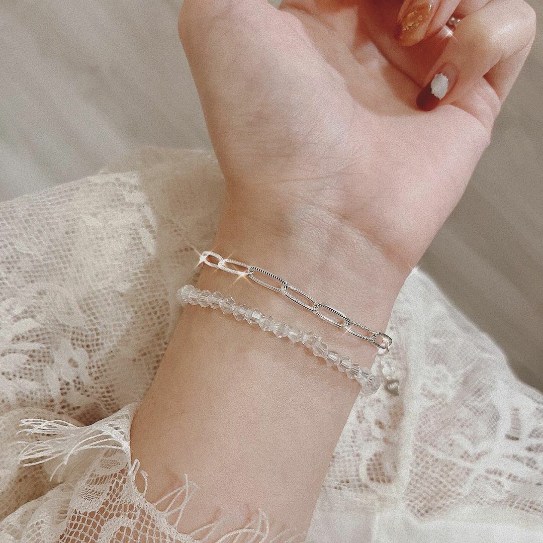 波光粼粼鍊條純銀手鍊