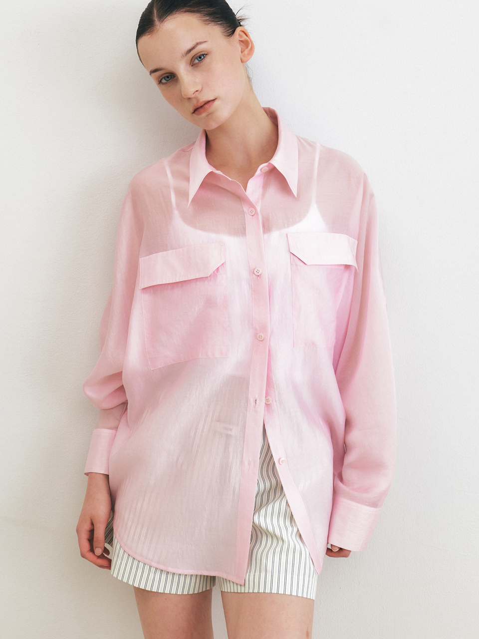 夏日透膚薄襯衫