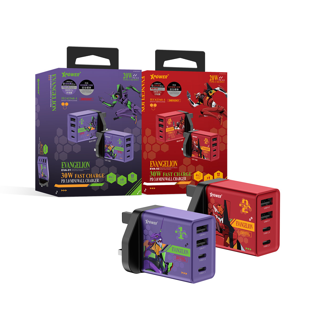 EVA新世紀福音戰士 30W 4輸出PD快充充電器 (WC30)