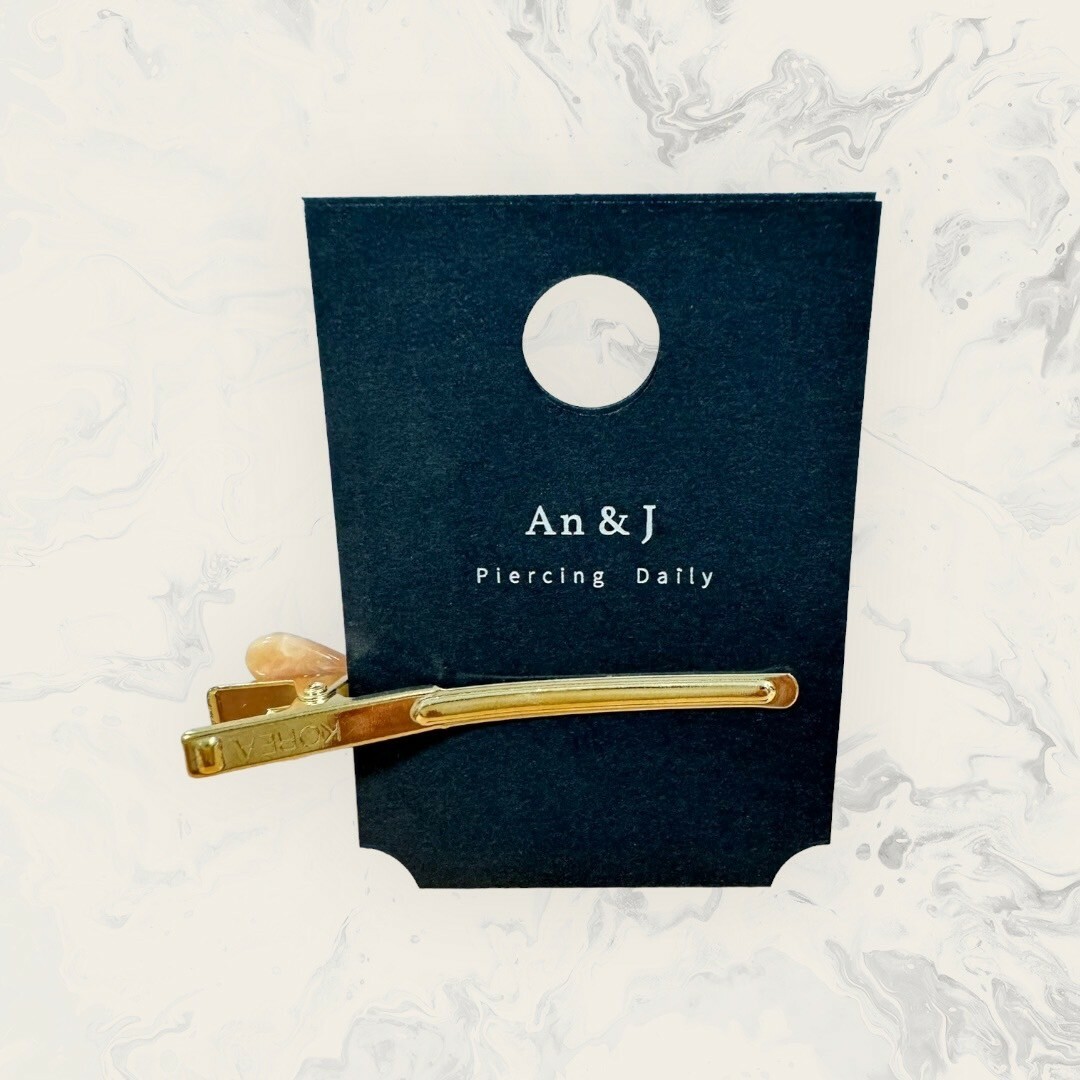 韓國直送髮飾 排列純色暈染石紋愛心中線鋯星星框手工髮夾