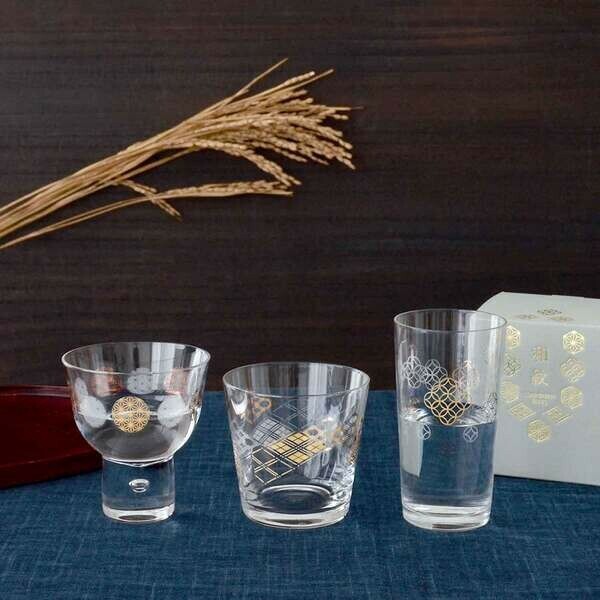 日本製 吉祥紋 玻璃 清酒杯 -東洋佐佐木