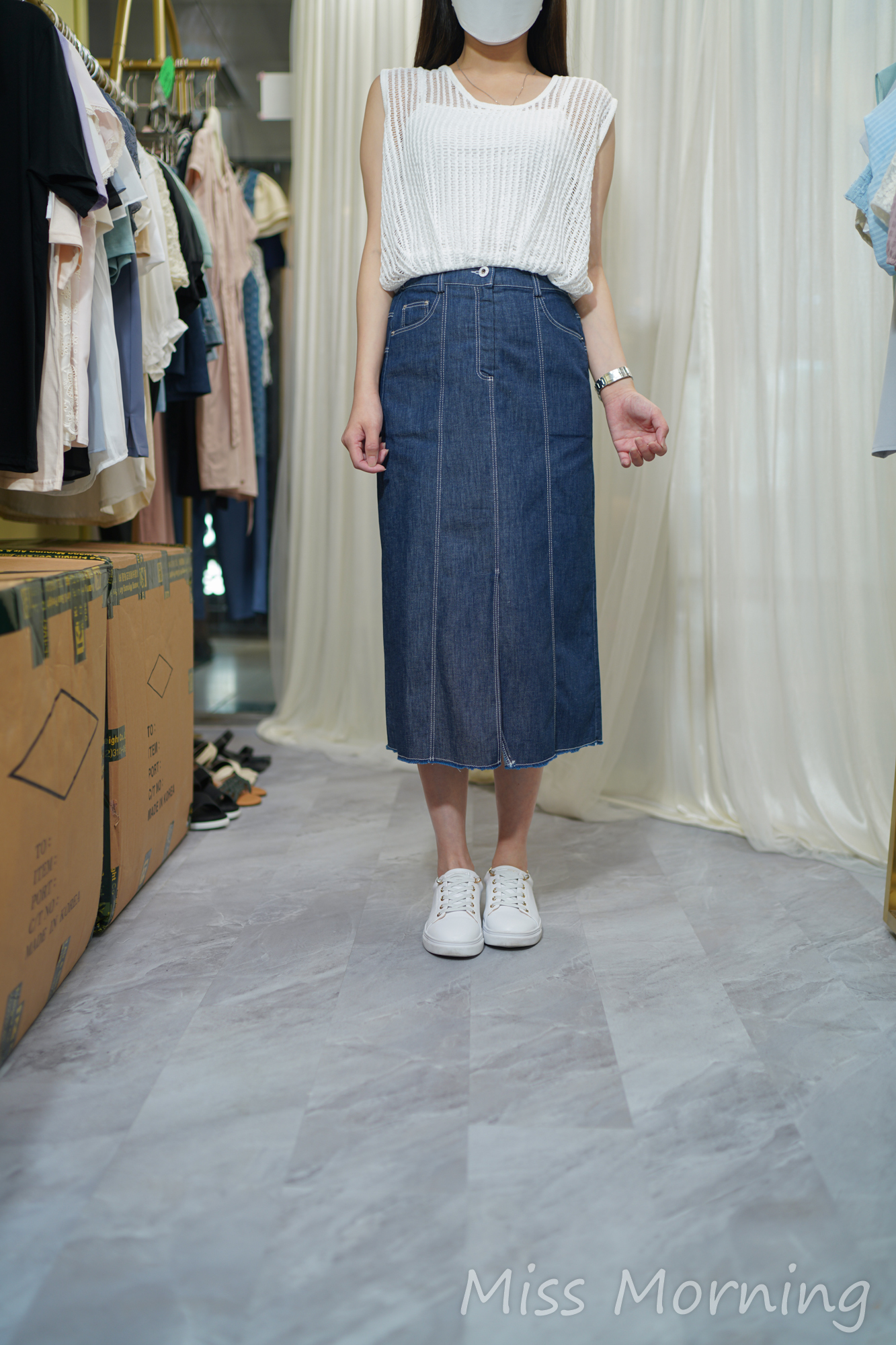 連體吊帶洞洞背心(14002)&真正又軟又薄牛仔裙(33766)