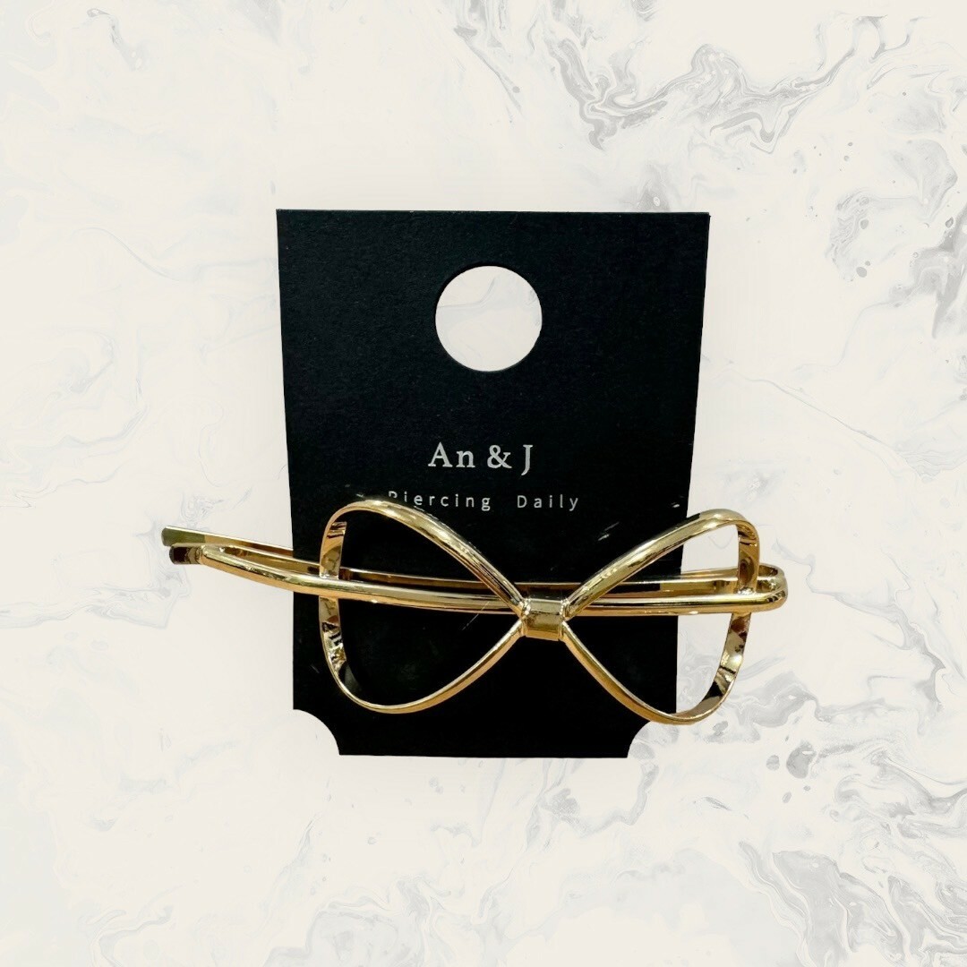 韓國直送髮飾 金屬線條蝴蝶結手工髮夾