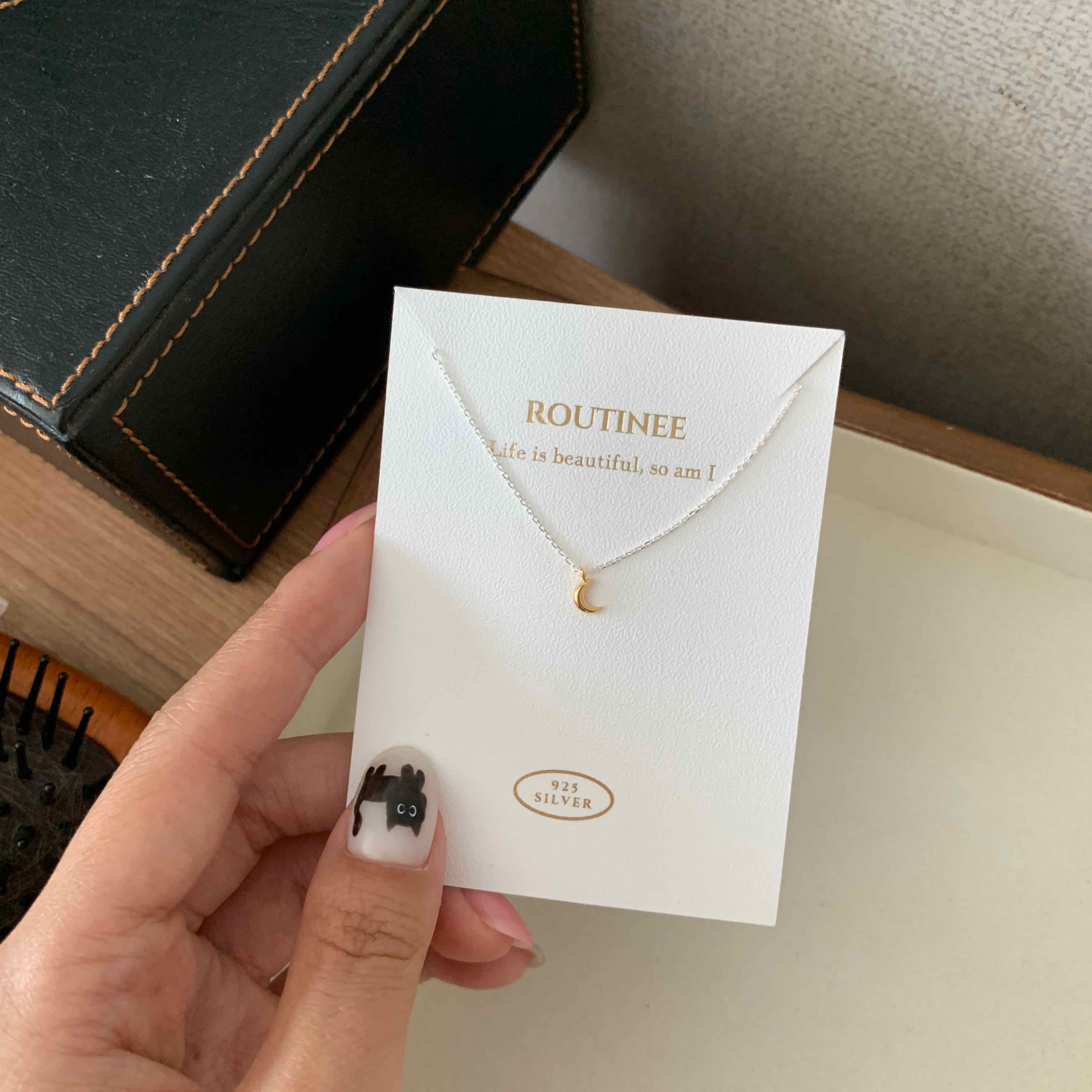 🇰🇷925 silver 金色小月亮撞色項鍊