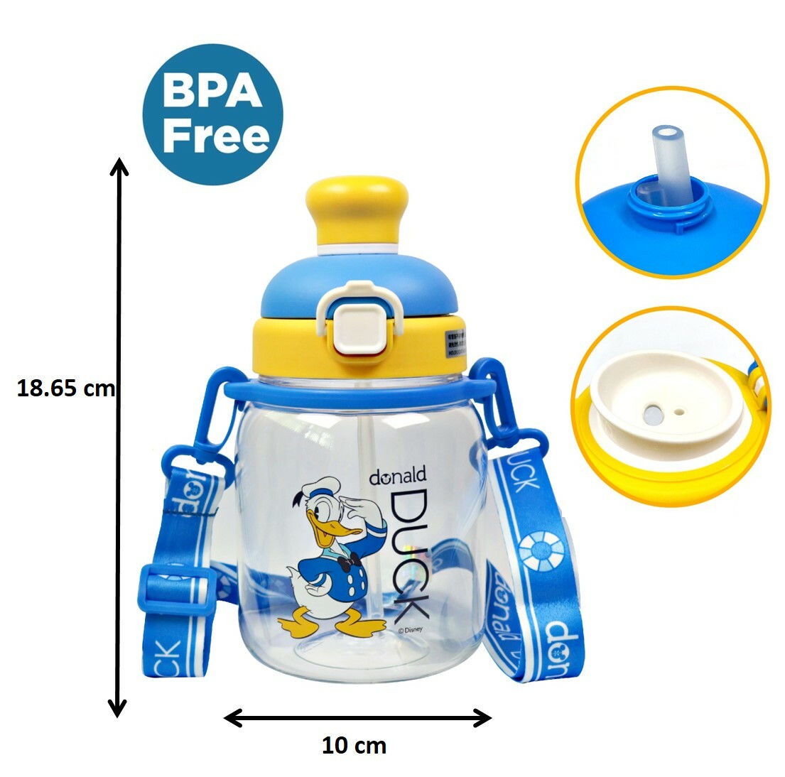 迪士尼唐老鴨 - 便攜式背帶兒童吸管水樽| 兩段開合式(大容量)
